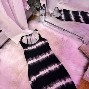 Ambiance Black and White Striped Midi Dress